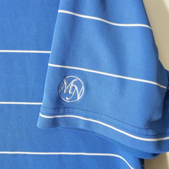Mens Footjoy XL Polo Golf Shirt Blue Striped MN on Sleeve - Picture 4 of 6